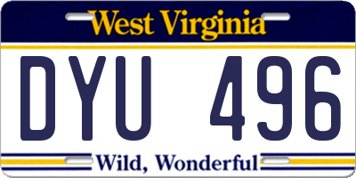 WV license plate DYU496