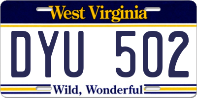 WV license plate DYU502