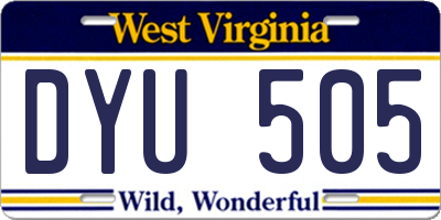 WV license plate DYU505