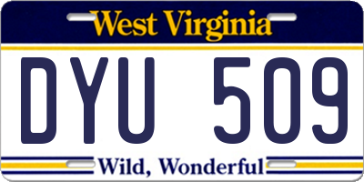 WV license plate DYU509