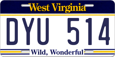 WV license plate DYU514