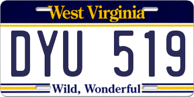 WV license plate DYU519