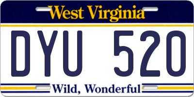 WV license plate DYU520