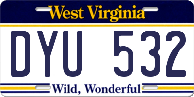 WV license plate DYU532