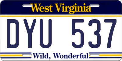 WV license plate DYU537