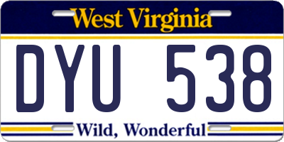 WV license plate DYU538