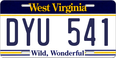 WV license plate DYU541