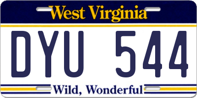 WV license plate DYU544