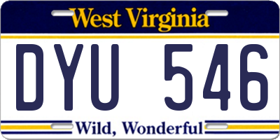 WV license plate DYU546