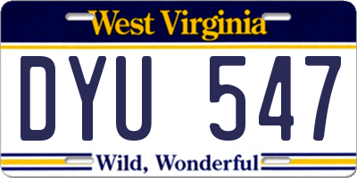 WV license plate DYU547