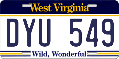 WV license plate DYU549