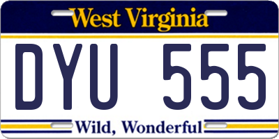WV license plate DYU555