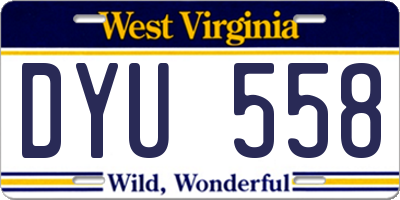 WV license plate DYU558