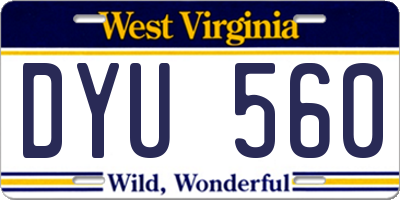 WV license plate DYU560