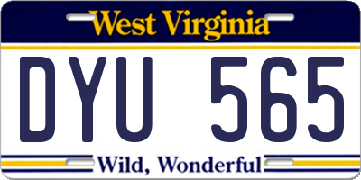 WV license plate DYU565