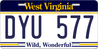 WV license plate DYU577