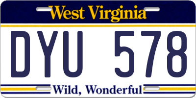 WV license plate DYU578