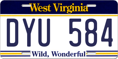 WV license plate DYU584