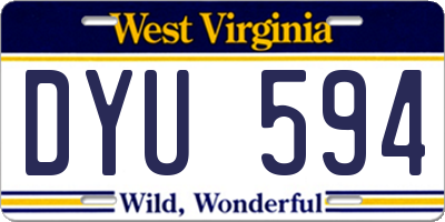 WV license plate DYU594