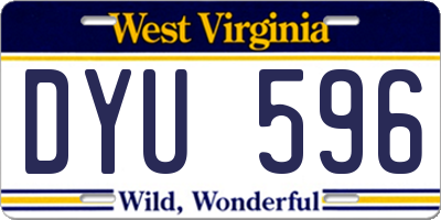 WV license plate DYU596