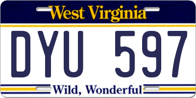 WV license plate DYU597