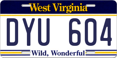 WV license plate DYU604