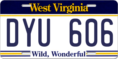 WV license plate DYU606