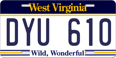 WV license plate DYU610