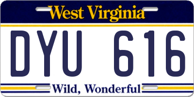 WV license plate DYU616