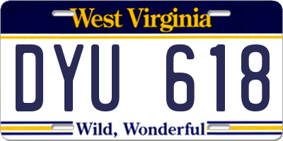 WV license plate DYU618
