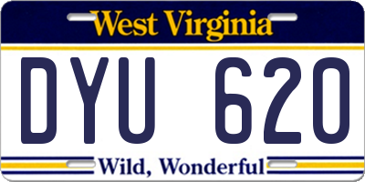 WV license plate DYU620