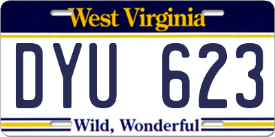 WV license plate DYU623