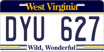WV license plate DYU627