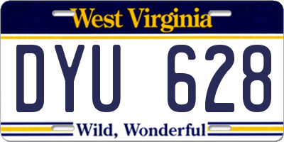 WV license plate DYU628
