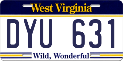 WV license plate DYU631