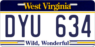 WV license plate DYU634