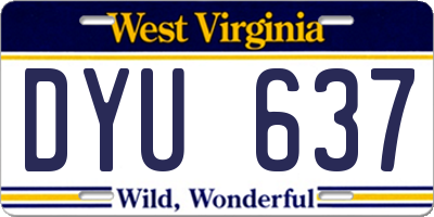 WV license plate DYU637