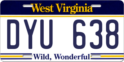 WV license plate DYU638