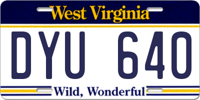 WV license plate DYU640