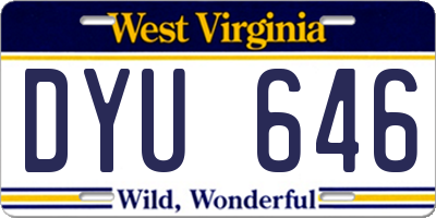 WV license plate DYU646