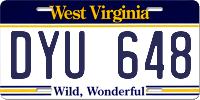 WV license plate DYU648