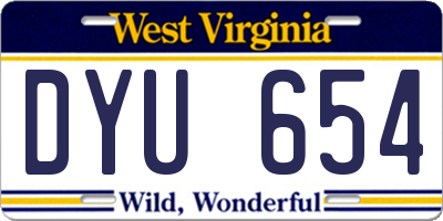 WV license plate DYU654