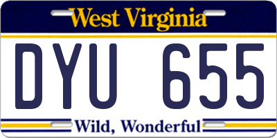 WV license plate DYU655