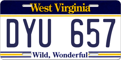 WV license plate DYU657