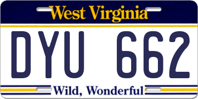 WV license plate DYU662