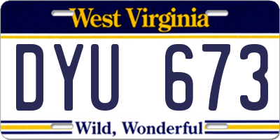 WV license plate DYU673