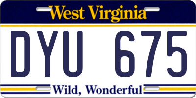 WV license plate DYU675