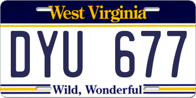 WV license plate DYU677