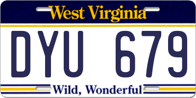 WV license plate DYU679