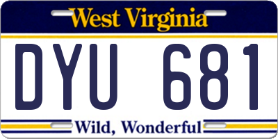 WV license plate DYU681